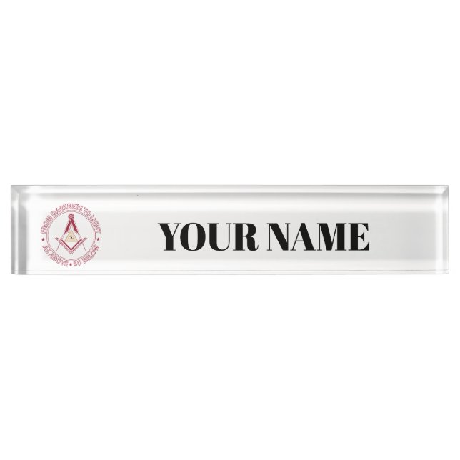 Freemasonry symbol desk name plate (Front)