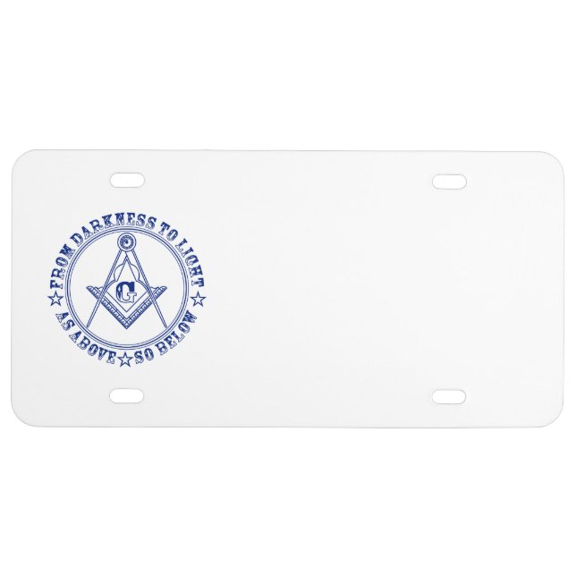 Freemasonry symbol license plate (Front)