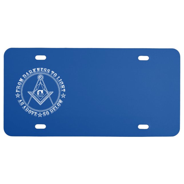 Freemasonry symbol license plate (Front)