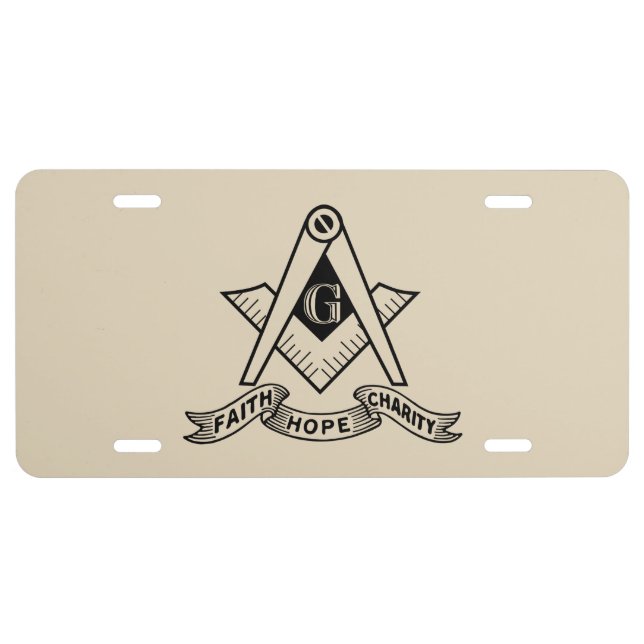 Freemasonry symbol license plate (Front)