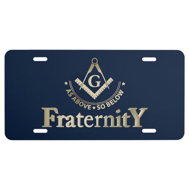 Freemasonry symbol license plate (Front)