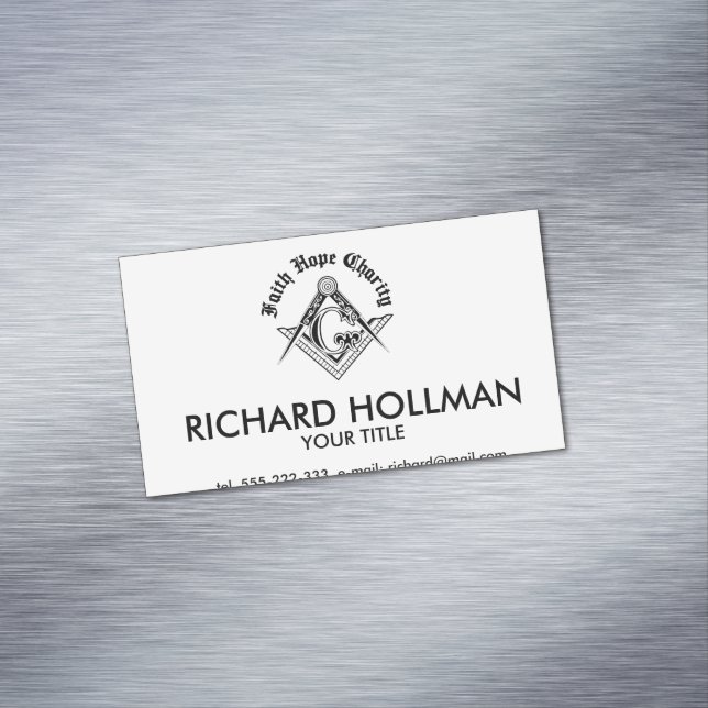 Freemasonry symbol magnetic business card (In Situ)
