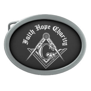 Freemasonry symbol oval belt buckle