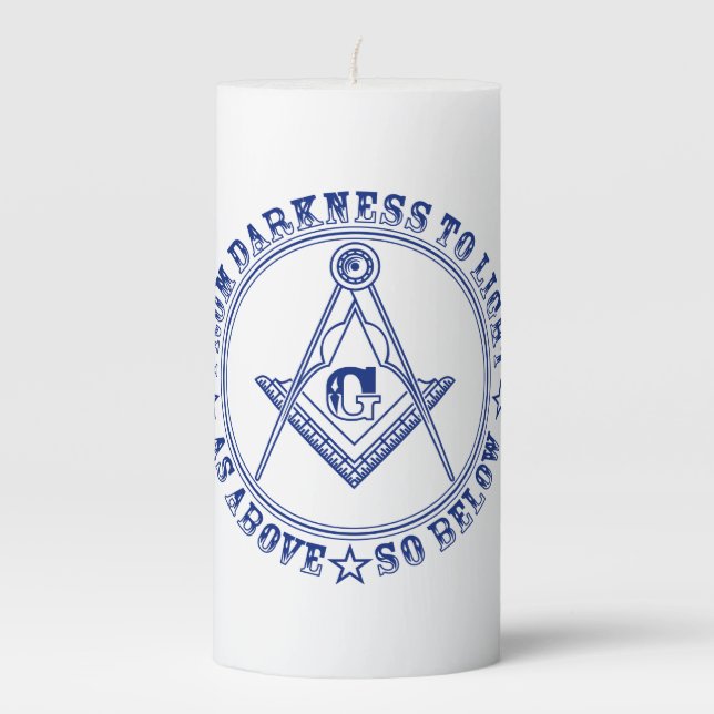 Freemasonry symbol pillar candle (Front)
