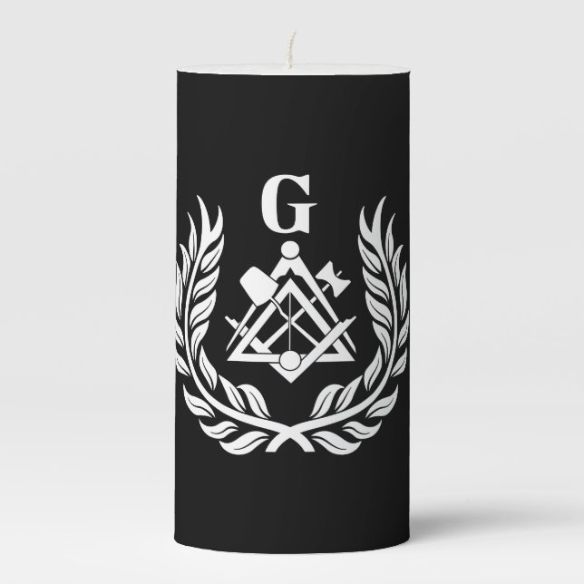 Freemasonry symbol pillar candle (Front)