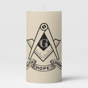 Freemasonry symbol pillar candle