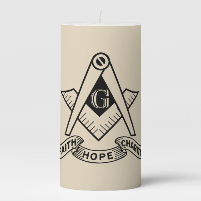 Freemasonry symbol pillar candle (Front)