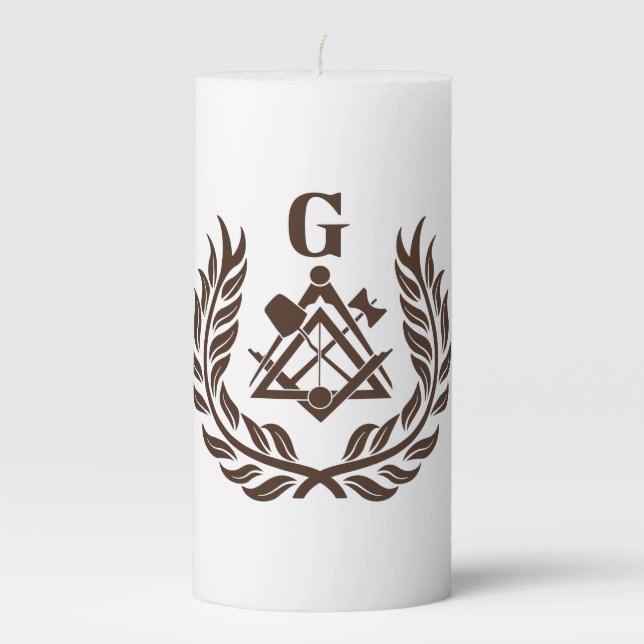 Freemasonry symbol pillar candle (Front)