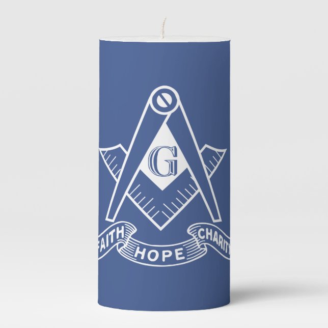 Freemasonry symbol pillar candle (Front)