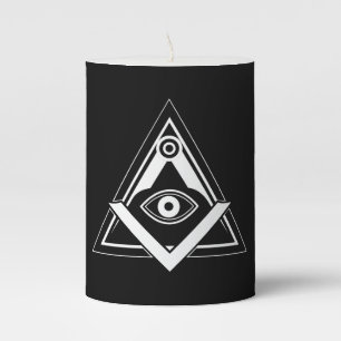 Freemasonry symbol pillar candle