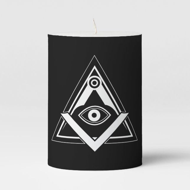 Freemasonry symbol pillar candle (Front)