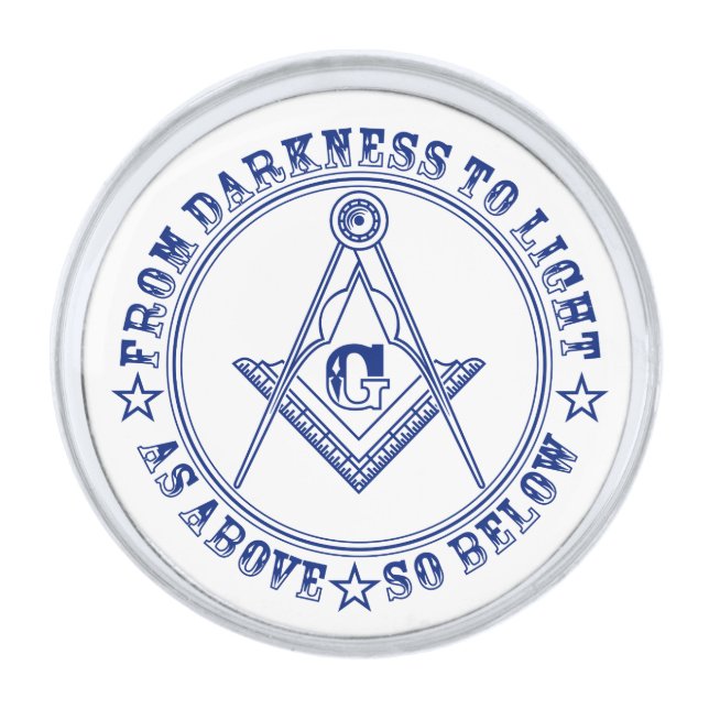 Freemasonry symbol silver finish lapel pin (Front)