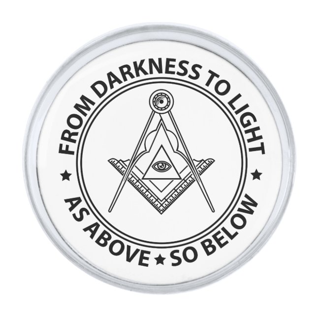 Freemasonry symbol silver finish lapel pin (Front)