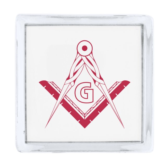 Freemasonry symbol silver finish lapel pin (Front)