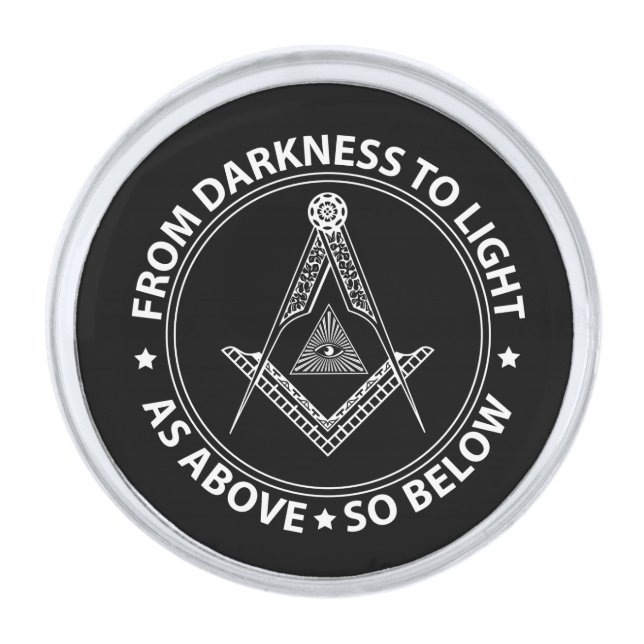 Freemasonry symbol silver finish lapel pin (Front)