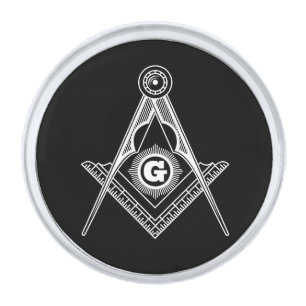 Freemasonry symbol silver finish lapel pin
