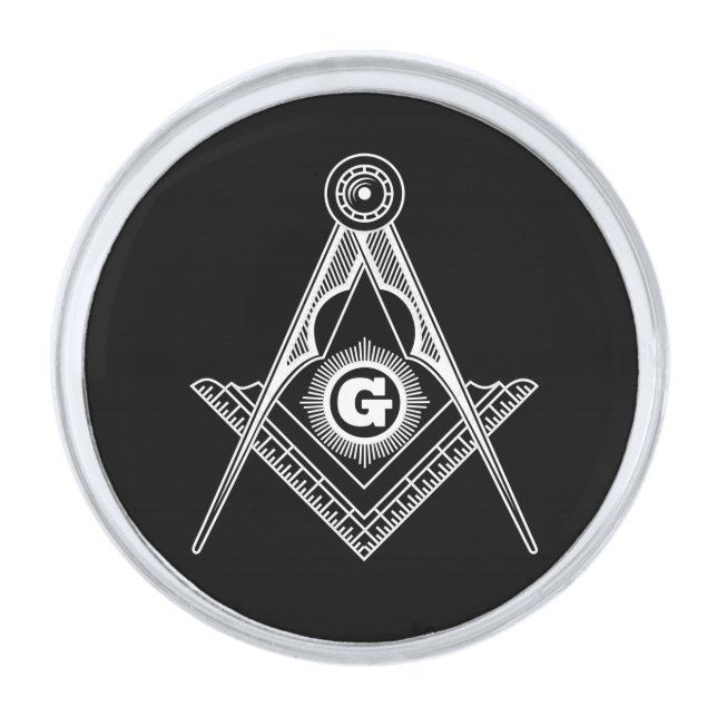 Freemasonry symbol silver finish lapel pin (Front)