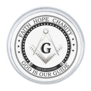Freemasonry symbol silver finish lapel pin