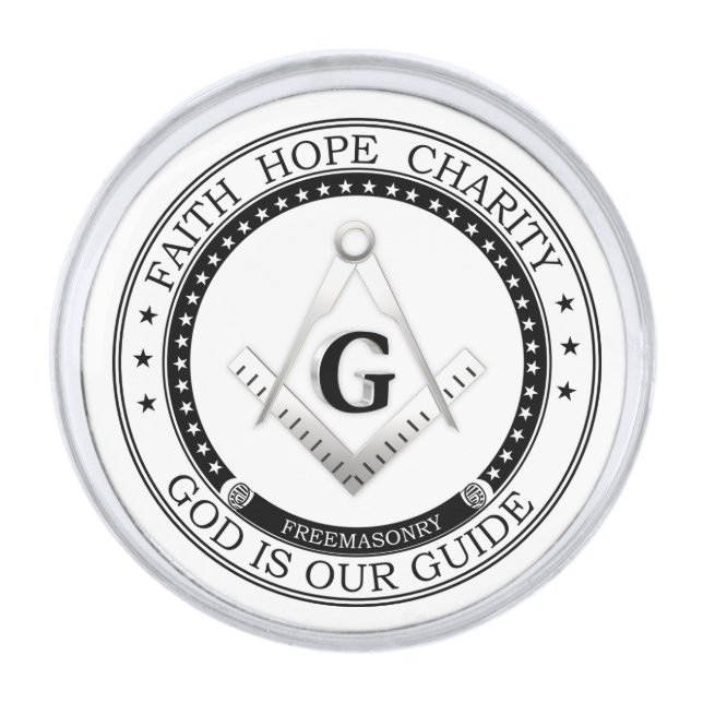Freemasonry symbol silver finish lapel pin (Front)