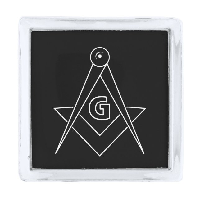 Freemasonry symbol silver finish lapel pin (Front)