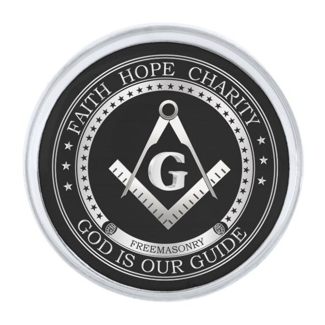Freemasonry symbol silver finish lapel pin (Front)