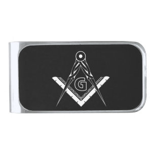 Freemasonry symbol silver finish money clip