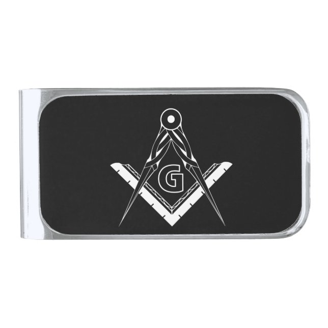 Freemasonry symbol silver finish money clip (Front)