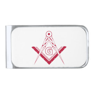 Freemasonry symbol silver finish money clip