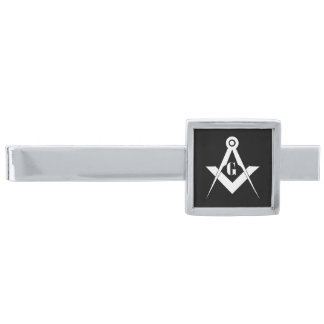 Freemasonry symbol silver finish tie bar