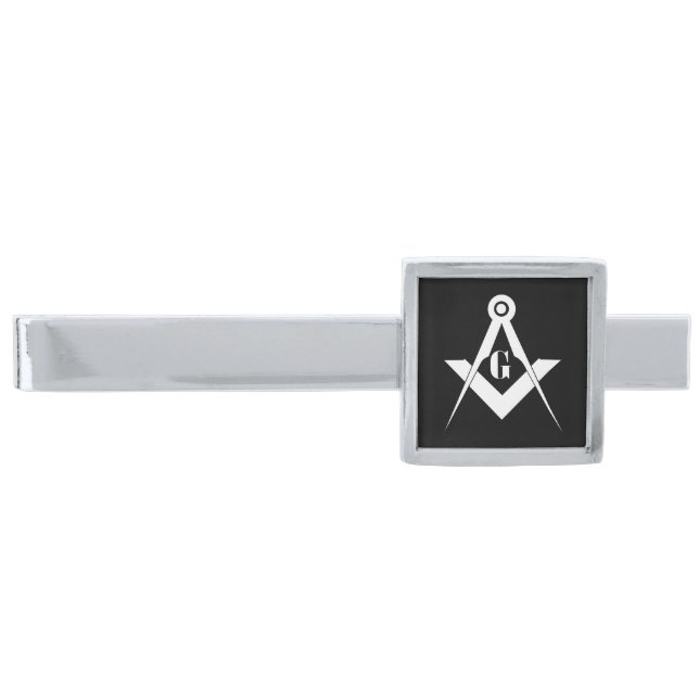 Freemasonry symbol silver finish tie bar (Front)