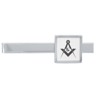 Freemasonry symbol silver finish tie bar