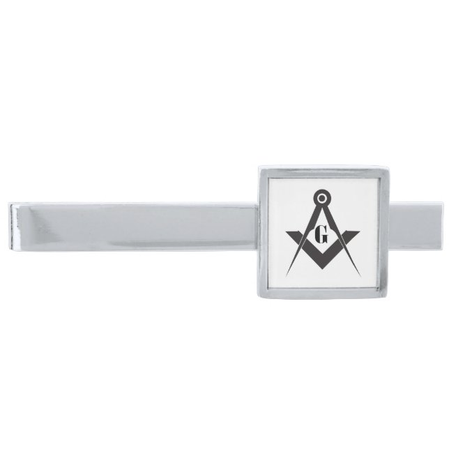 Freemasonry symbol silver finish tie bar (Front)