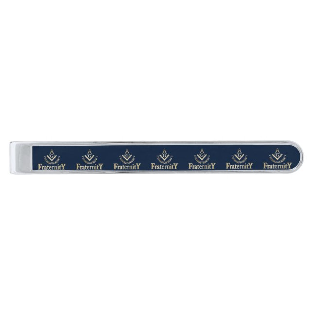 Freemasonry symbol silver finish tie bar (Front)
