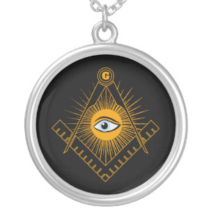 Freemasonry symbol silver plated necklace