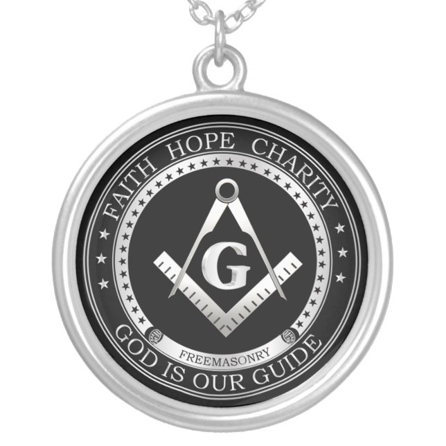 Freemasonry symbol silver plated necklace (Front)