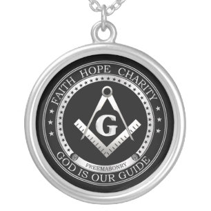 Freemasonry symbol silver plated necklace