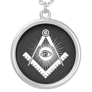 Freemasonry symbol silver plated necklace