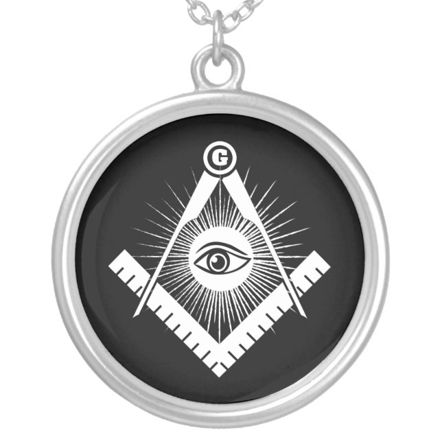 Freemasonry symbol silver plated necklace (Front)