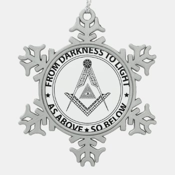 Freemasonry Symbol Snowflake Pewter Christmas Ornament by igorsin at Zazzle