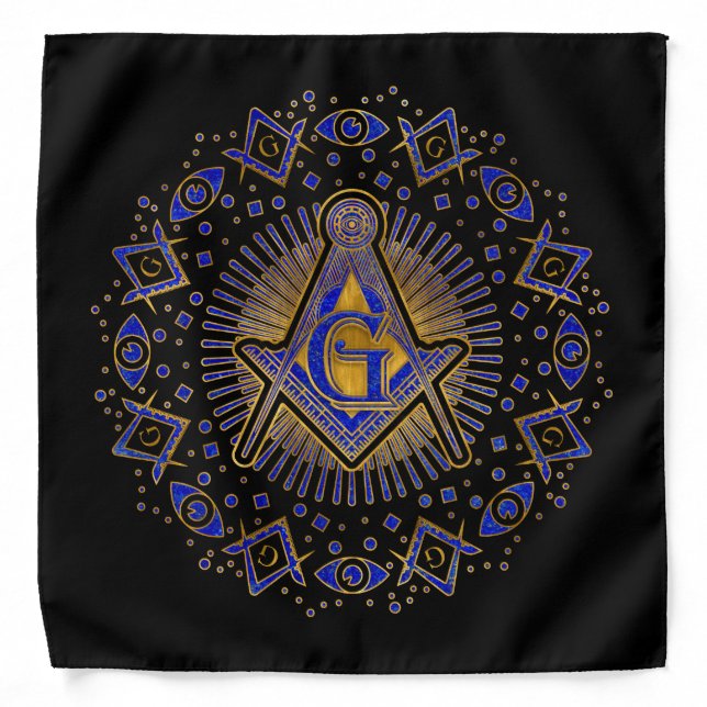 Freemasonry symbol Square and Compasses Bandana (Front)