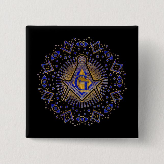 Freemasonry symbol Square and Compasses Button (Front)