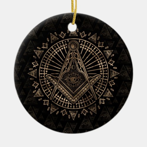 Freemasonry symbol Square and Compasses Ceramic Ornament
