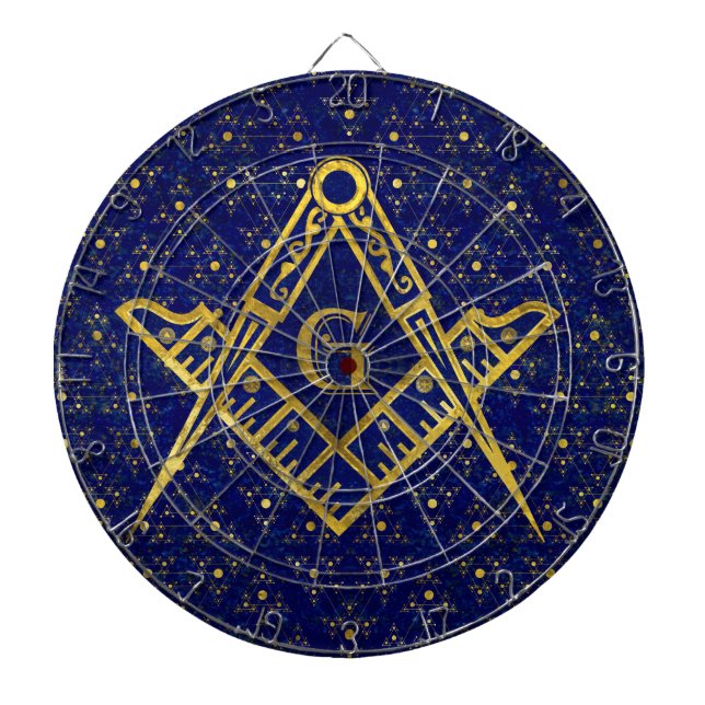 Freemasonry symbol Square and Compasses Dartboard With Darts (Front)