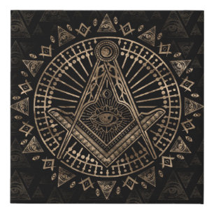 Freemasonry symbol Square and Compasses Faux Canvas Print