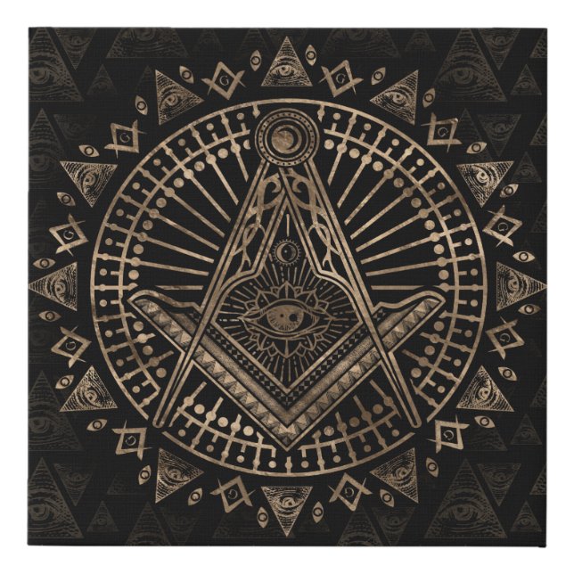 Freemasonry symbol Square and Compasses Faux Canvas Print (Front)