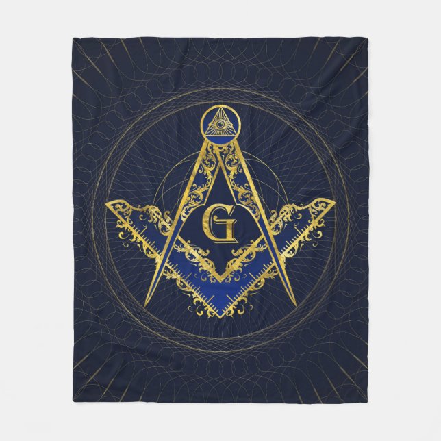 Freemasonry symbol Square and Compasses Fleece Blanket (Front)