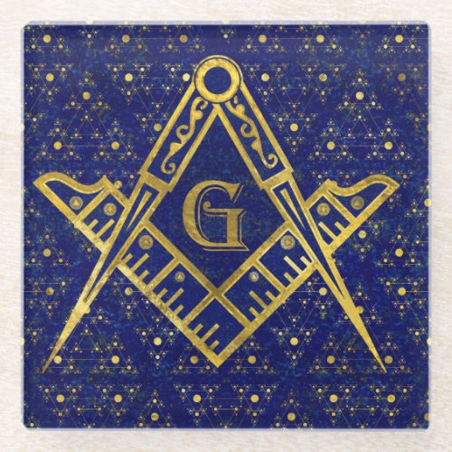 Freemasonry symbol Square and Compasses Glass Coaster