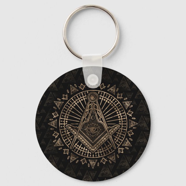 Freemasonry symbol Square and Compasses Keychain (Front)