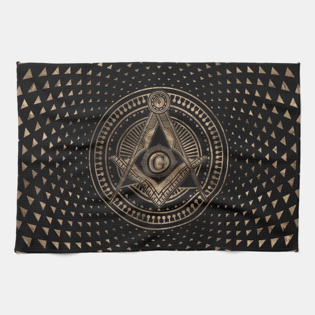 Freemasonry symbol Square and Compasses Kitchen Towel (Horizontal)