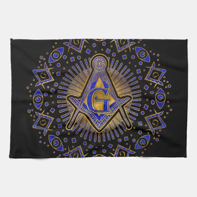 Freemasonry symbol Square and Compasses Kitchen Towel (Horizontal)